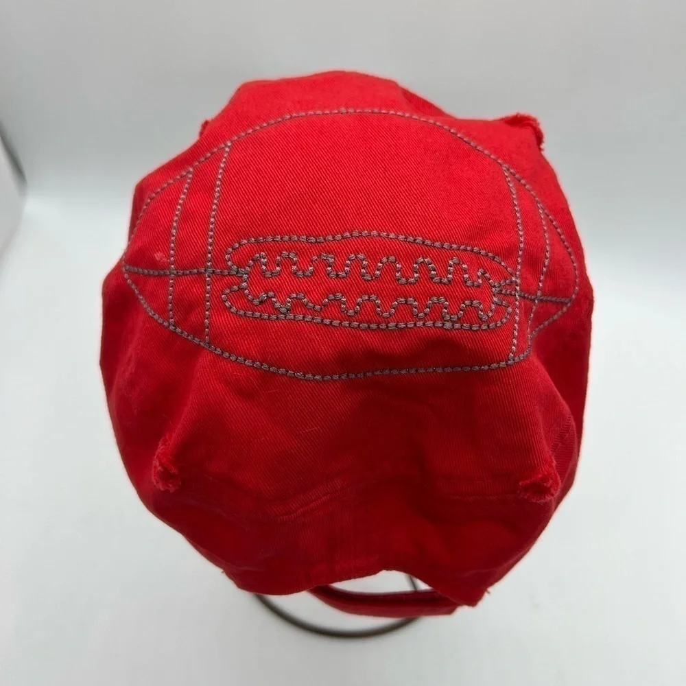 PITBULL WOMENS RED BALL CAP WITH FOOTBALL EMBROIDERY